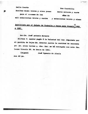 Primary view of object titled '[Transcript of Letter from José Ygnacio de Alcala to José Antonio Navarro, January 22, 1831]'.