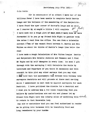 [Transcript of Letter from Jesse U. Evans to Stephen F. Austin, July 27, 1831]