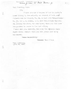 [Transcript of Letter from Thomas J. Tone to Gail Borden, Jr., April 24, 1835]