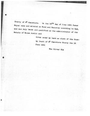 [Transcript of Document Concerning the Estate of Moses Austin, June 15, 1821]