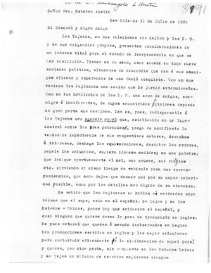 [Transcript of Letter from Orazio de Attellis Santangelo to Stephen F. Austin, July 12, 1836]