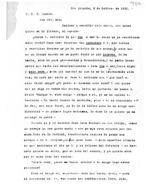 [Transcript of Letter from José M. J. Carvajal to Stephen F. Austin, October 8, 1830]