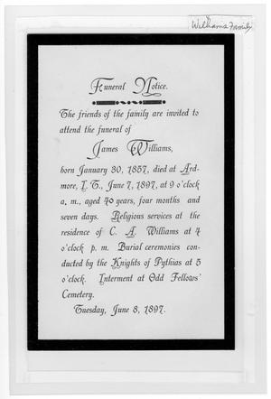 James Williams's Funeral Notice