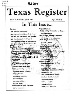 Texas Register, Volume 13, Number 34, Pages 2049-2110, April 29, 1988