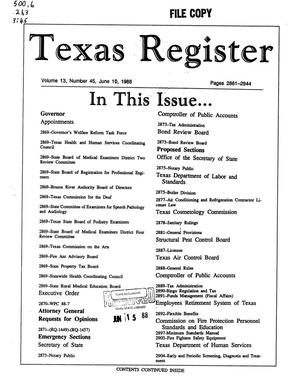 Texas Register, Volume 13, Number 45, Pages 2861-2944, June 10, 1988