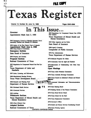 Primary view of object titled 'Texas Register, Volume 13, Number 46, Pages 2945-2988, June 14, 1988'.