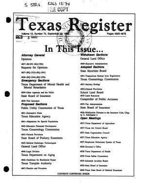 Primary view of object titled 'Texas Register, Volume 13, Number 74, Pages 4825-4879, September 29, 1988'.