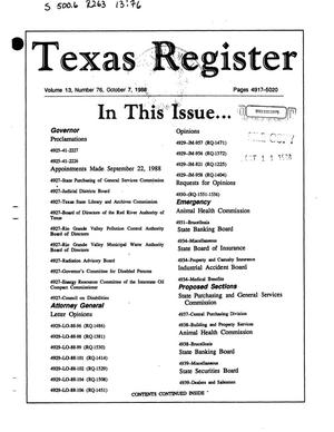 Texas Register, Volume 13, Number 76, Pages 4917-5020, October 7, 1988