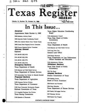 Primary view of Texas Register, Volume 13, Number 78, Pages 5089-5225, October 14, 1988