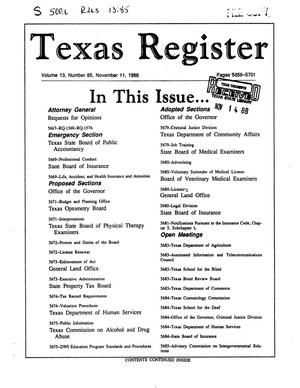 Primary view of object titled 'Texas Register, Volume 13, Number 85, Pages 5659-5701, November 11, 1988'.