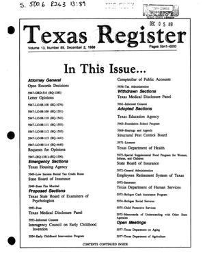 Texas Register, Volume 13, Number 89, Pages 5941-6003, December 2, 1988