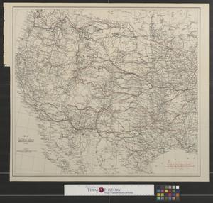 Map showing the routes of transcontinental railways as explored and as constructed.