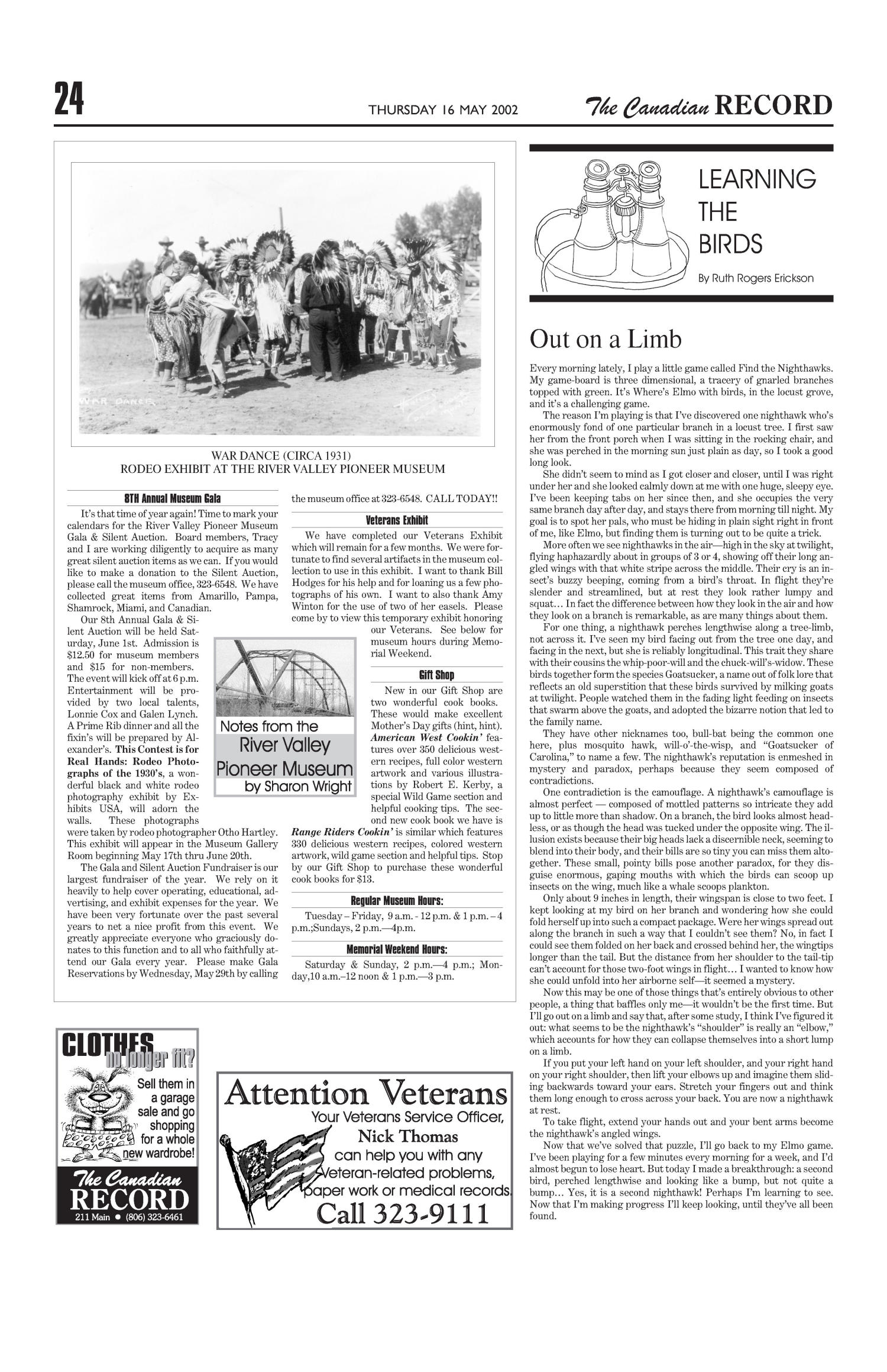 The Canadian Record (Canadian, Tex.), Vol. 112, No. 20, Ed. 1 Thursday, May 16, 2002
                                                
                                                    [Sequence #]: 24 of 32
                                                