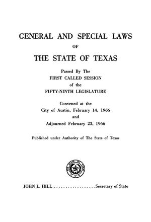 Primary view of object titled 'General and Special Laws of The State of Texas Passed By The First Called Session of the Fifty-Ninth Legislature and the Regular Session of the Sixtieth Legislature'.