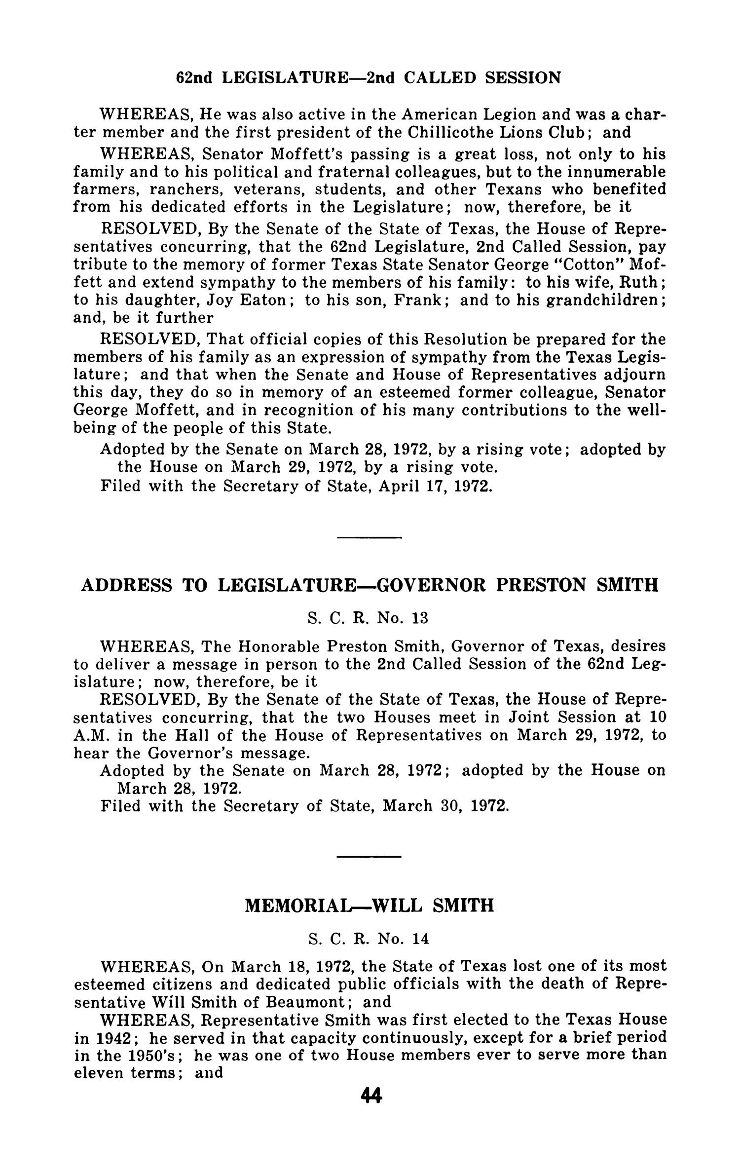 General and Special Laws of The State of Texas Passed By The Second, Third and Fourth Called Sessions of the Sixty-Second Legislature and the Regular Session of the Sixty-Third Legislature
                                                
                                                    44
                                                