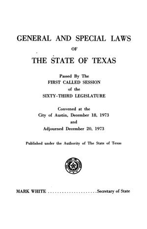 Primary view of object titled 'General and Special Laws of The State of Texas Passed By The First Called Session of the Sixty-Third Legislature and the Regular Session of the Sixty-Fourth Legislature'.