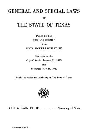 Primary view of object titled 'General and Special Laws of The State of Texas Passed By The Regular Session of the Sixty-Eighth Legislature, Volume 2'.