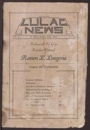 Primary view of object titled 'LULAC News, Volume 4, Number 4, July 1937'.