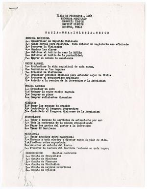 [List of projects for the Magnolia Temple Baptist Mission - 1965]
