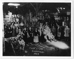Primary view of object titled '[Lone Star Bag and Bagging Company employees, Christmas, 1939]'.