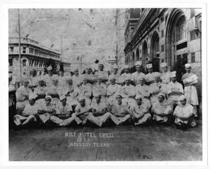 Primary view of object titled '[Rice Hotel, chefs and cooks]'.