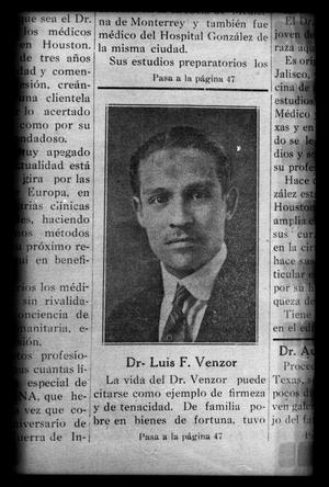 [Newspaper clipping about Dr. Luis F. Venzor]