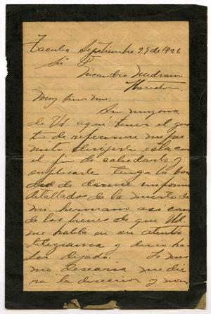 Primary view of object titled '[Letter to Nicandro Medrano - 1926-09-29]'.