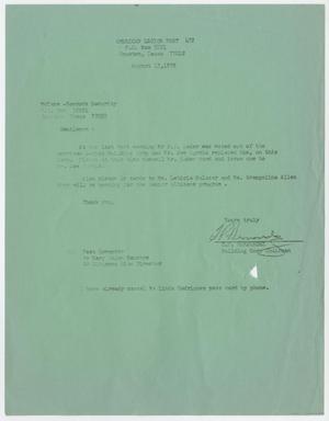 Primary view of object titled '[Letter from Toby P. Hernandez to McCane-Sondock Security - 1979-08-13]'.