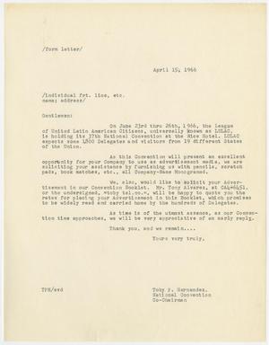 [Form letter from Toby P. Hernandez - 1966-04-15]