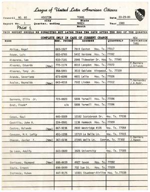 [List of members of Houston LULAC Council Number Sixty, 1980]