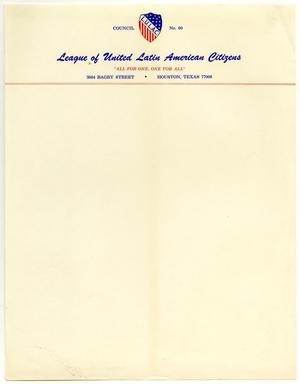 [Letterhead, League of United Latin American Citizens Council Number Sixty]