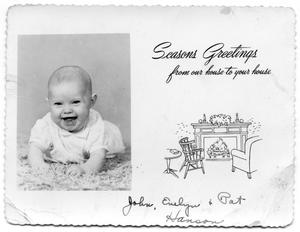 Primary view of object titled '[Holiday Card Featuring Baby Portrait]'.