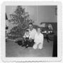 Photograph: [Father and Children Seated in Front of a Christmas Tree]