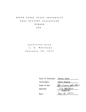 Primary view of object titled 'Oral History Interview with J. C. Matthews, February 18, 1977'.