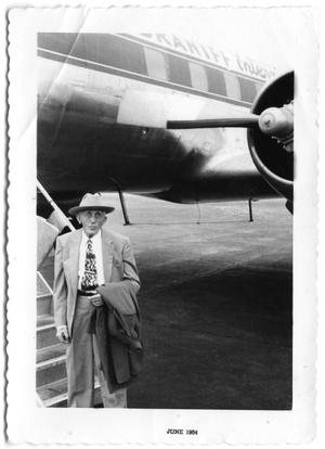 Primary view of object titled '[Peter J. A. Petersen About to Board Flight]'.