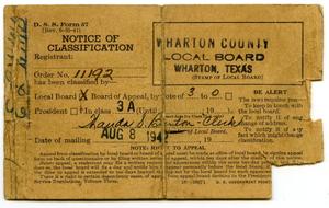 Primary view of object titled 'Notice of Classification'.