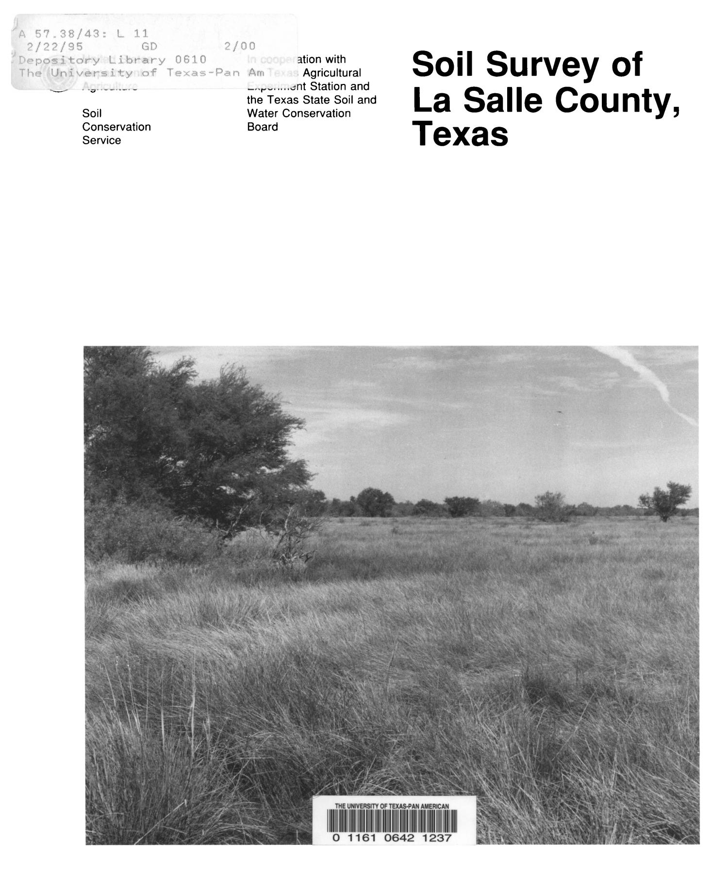 Soil Survey of La Salle County, Texas
                                                
                                                    Front Cover
                                                
