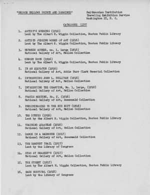 George Bellows Prints and Drawings Catalogue List
