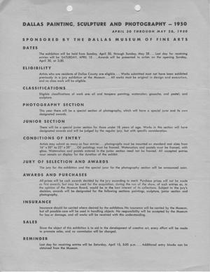Dallas Painting, Sculpture and Photography - 1950 [Entry Rules]