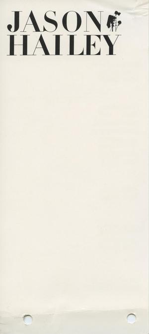 Primary view of object titled 'Jason Hailey: Selective Eye II [Brochure]'.