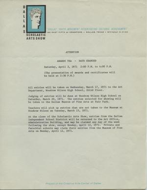 Awards Tea announcement [Scholastic Art Exhibition, 1971]
