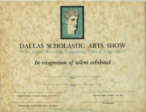 Dallas Scholastic Arts Show [Certificate]
