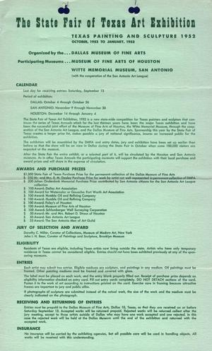The State Fair of Texas Art Exhibition, Texas Painting and Sculpture 1952 [Fact Sheet]