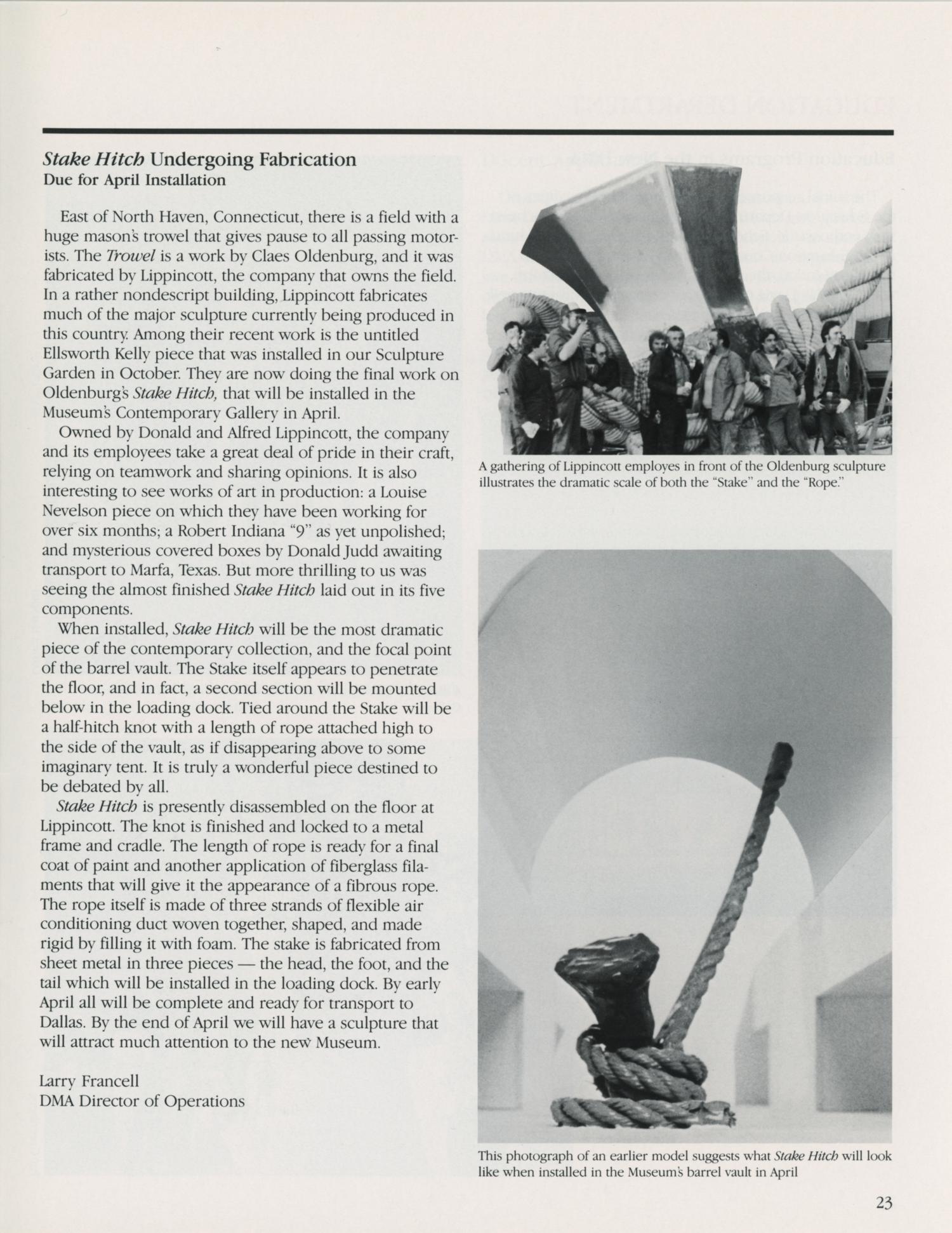 Dallas Museum of Art Bulletin, Spring 1984
                                                
                                                    23
                                                