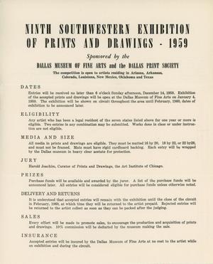 Ninth Southwestern Exhibition of Prints and Drawings - 1959  [Entry Rules]