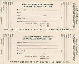 Ninth Southwestern Exhibition of Prints and Drawings - 1959 [Entry form]
