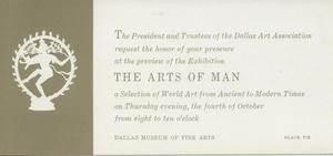 [Invitation to the preview for the "Arts of Man" exhibition]