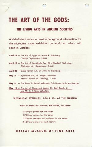 The Art of the Gods: The Living Arts in Ancient Societies [Event Notice]