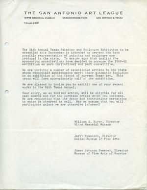 [Letter for 24th Annual Texas Painting and Sculpture Exhibition]