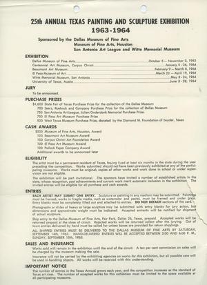25th Annual Texas Painting and Sculpture Exhibition, 1963-1964 [Fact Sheet]